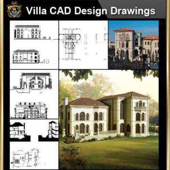 ★【Villa CAD Design,Details Project V.2-Spanish Marbella Style】Chateau,Manor,Mansion,Villa@Autocad Blocks,Drawings,CAD Details,Elevation