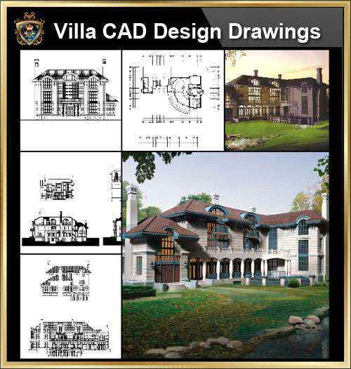 ★【Villa CAD Design,Details Project V.3-Italian Tuscany Style】Chateau,Manor,Mansion,Villa@Autocad Blocks,Drawings,CAD Details,Elevation