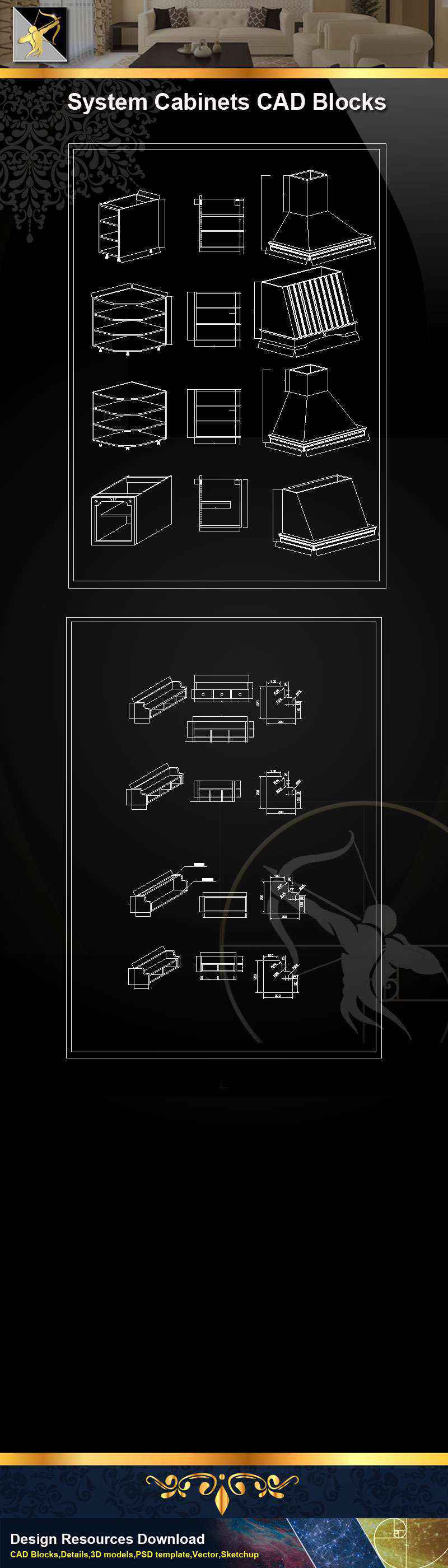 ★【 System Cabinets CAD Drawings V.3】@Autocad Blocks,Drawings,CAD Details,Elevation