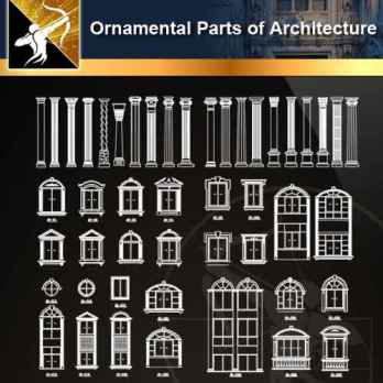 ★【Ornamental Parts of Architecture -Decoration Element CAD Blocks V.7】@Autocad Decoration Blocks,Drawings,CAD Details,Elevation