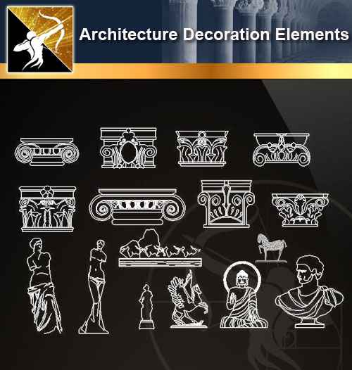 ★【 Architecture Decoration Elements V.1】@Autocad Decoration Blocks,Drawings,CAD Details,Elevation