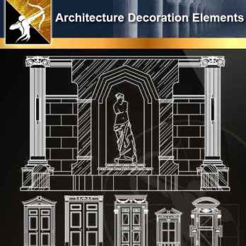 ★【 Architecture Decoration Elements V.3】@Autocad Decoration Blocks,Drawings,CAD Details,Elevation