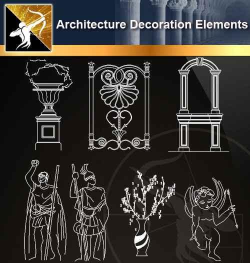 ★【 Free Architecture Decoration Elements V.6】@Autocad Decoration Blocks,Drawings,CAD Details,Elevation