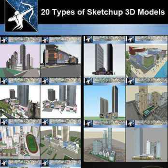 ★Best 20 Types of City,Residential Building Sketchup 3D Models Collection