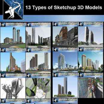 ★Best 13 Types of Skyscraper Architecture and tall buildings Sketchup 3D Models Collection