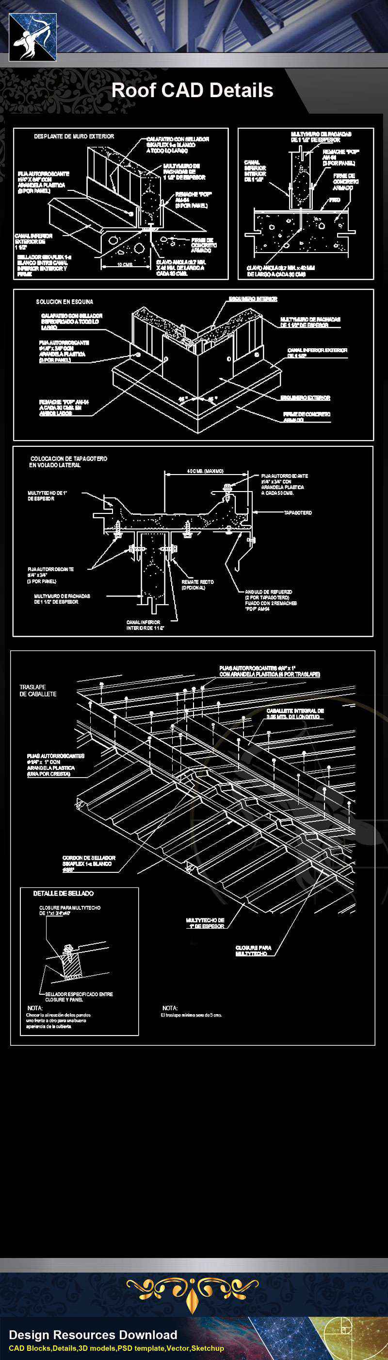 【Architecture CAD Details Collections】Roof CAD Details V.2