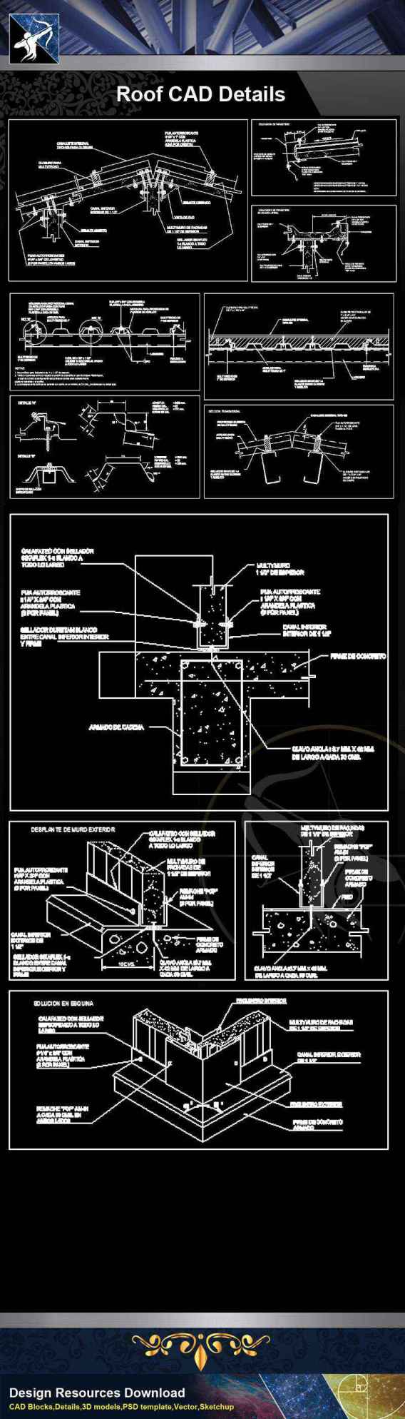 【Architecture CAD Details Collections】Roof CAD Details V.1