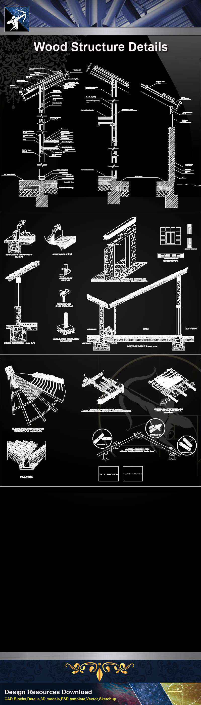 【Architecture CAD Details Collections】Wood Structure CAD Details (Recommand)