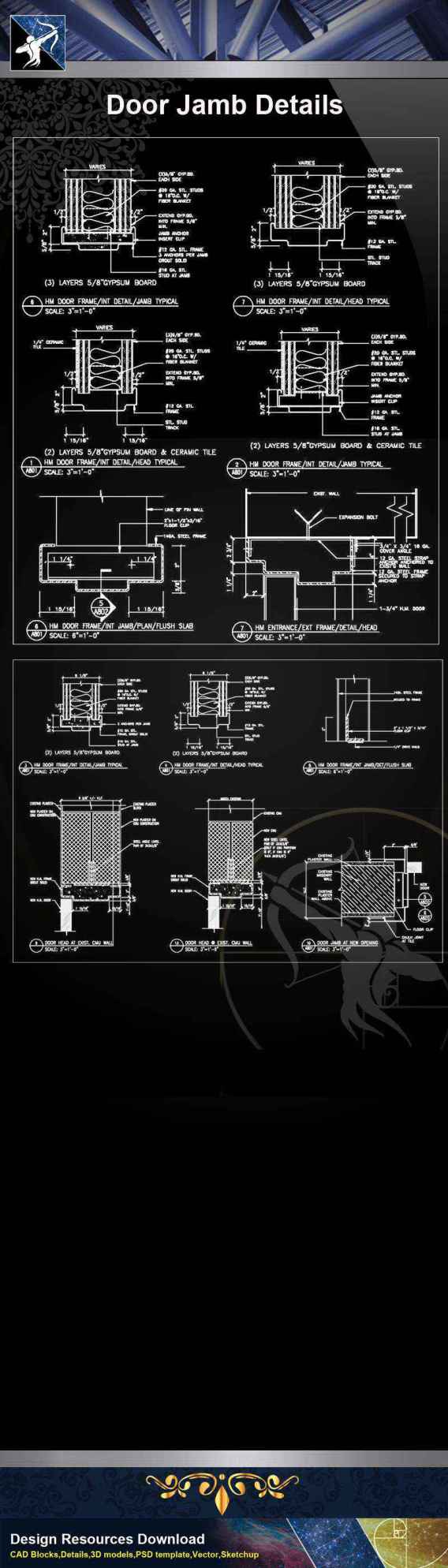 【Architecture CAD Details Collections】Door Jamb CAD Details