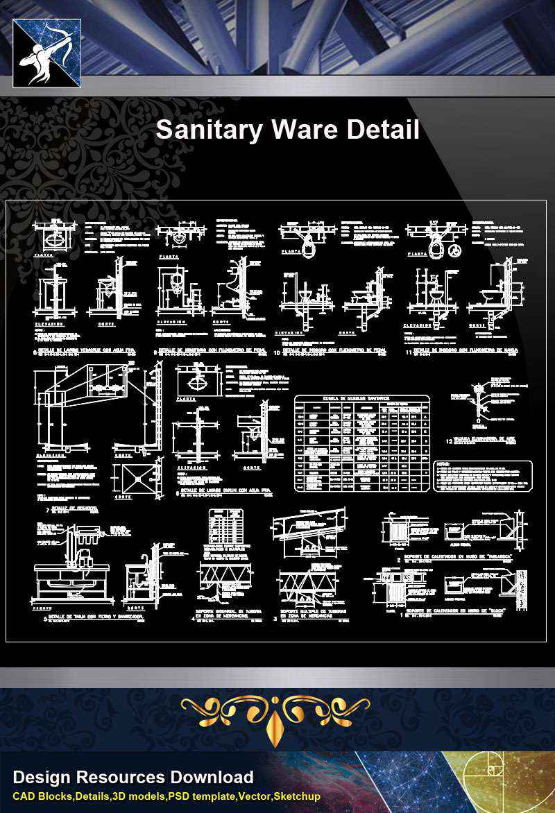 【Architecture CAD Details Collections】Sanitary Ware Details