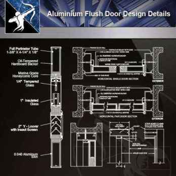 【Architecture CAD Details Collections】Aluminium Flush Door Design CAD Details